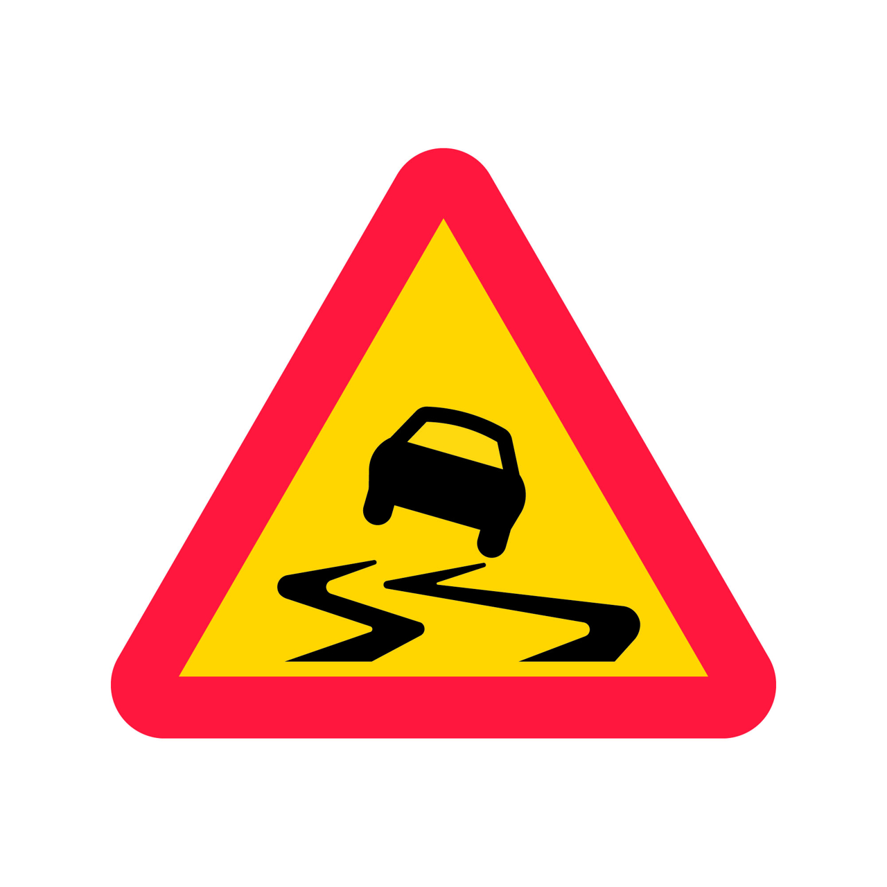 Varning A10 plast Varning för slirig väg