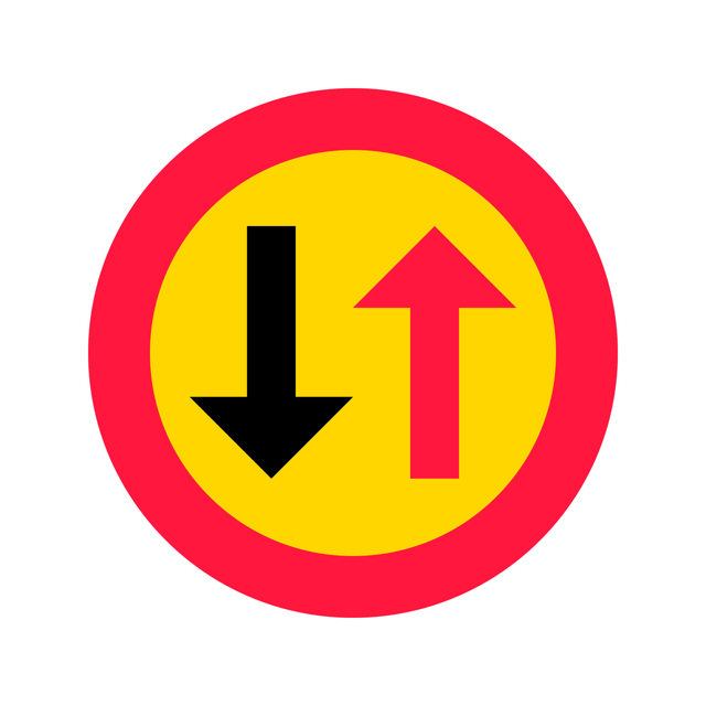 Väjning B6 Väjningsplikt mot mötande trafik