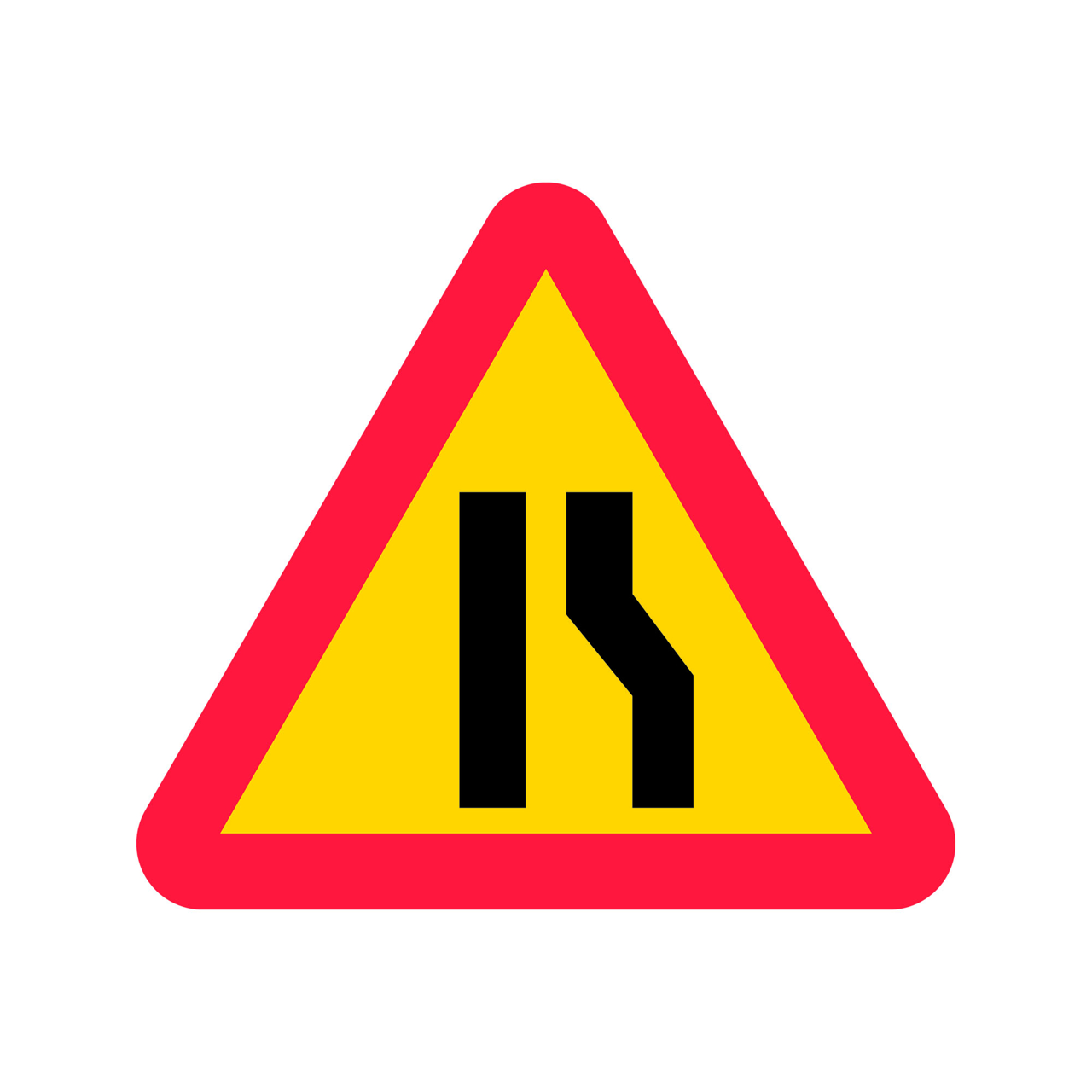 Varning A5-2 Avsmalanade väg höger