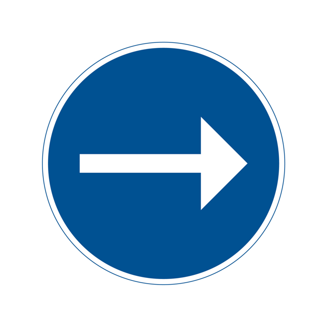 Påbud D1-2 Påbjuden körriktning höger