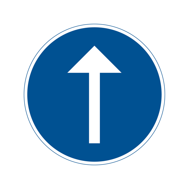 Påbud D1-3 Påbjuden körriktning rakt fram