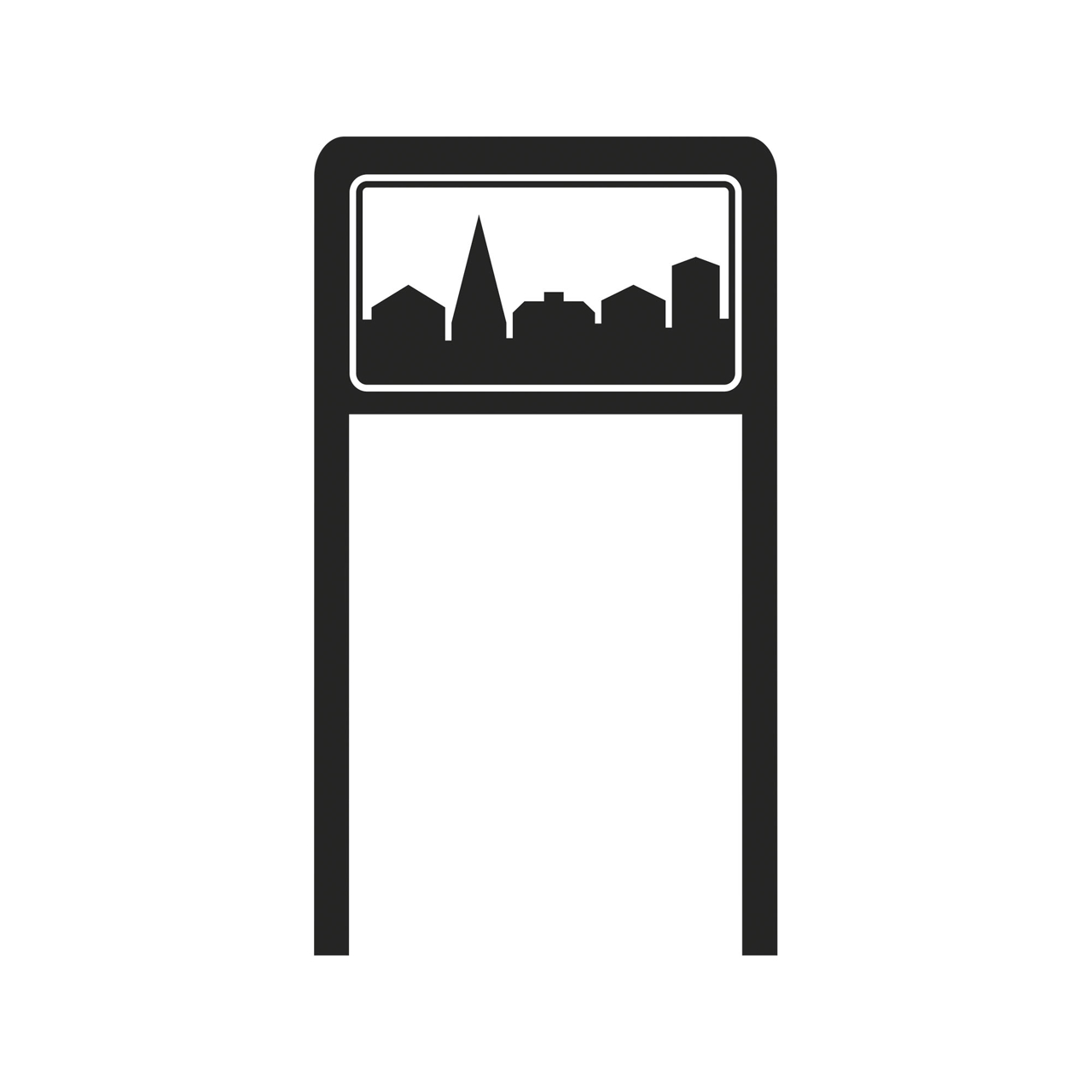 Anvisning E5 i båge enkelsidig utan ortsnamn H=2100mm