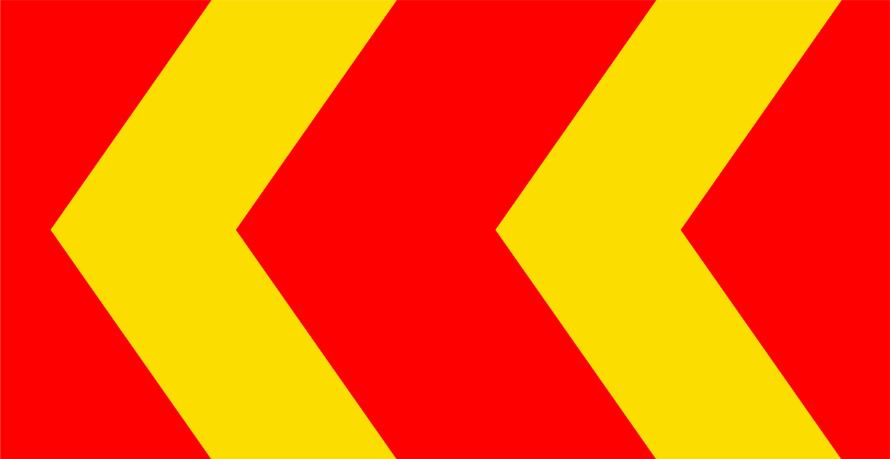 Markeringspil X1 röd/gul FL HR 1200x600mm