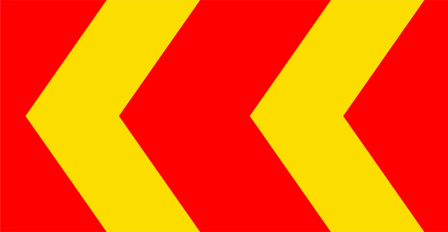 Markeringspil X1 röd/gul FL HR 1200x600mm